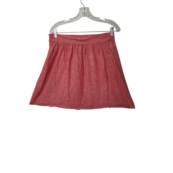 Loft Womens Red Linen Blend A-Line Skirt Medium Elastic Waist Lightweight & Brea - Picture 6 of 8